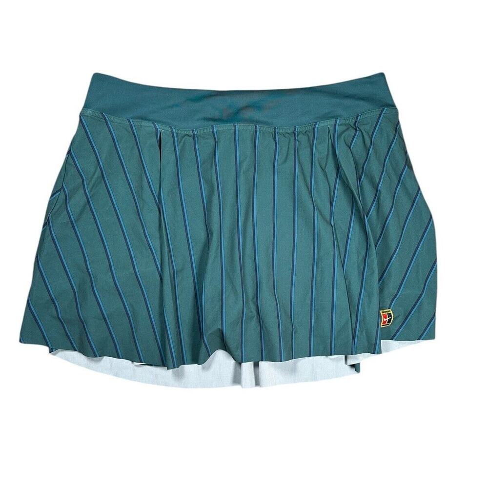 Nike Dri-Fit Skort Womens XL Pleated Teal Tennis Golf Pickleball Striped Skirt